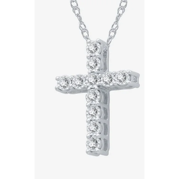 Natural diamond chain cross sterling silver unisex rope - Picture 3 of 3